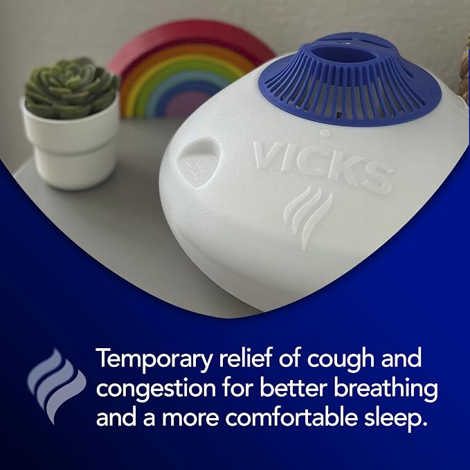 Vicks Warm Steam Vaporizer & Humidifier 1.5 Gallon Tank for Small and Medium Rooms, Night Light, Works with VapoPads and VapoSteam (Pack of 2)