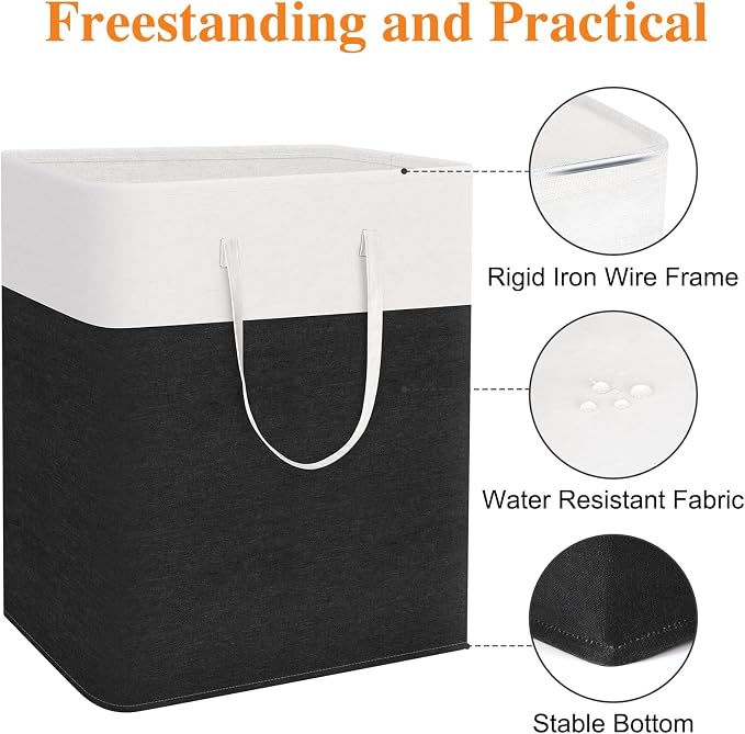 TasticTotes Laundry Basket 3-Pack, Laundry Hamper, 125L-Black | Clothes Laundry Hamper, Collapsible Laundry Basket, Freestanding laundry hamper with Handles for Home or Dorm
