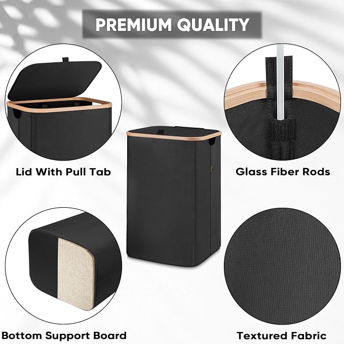 BALEINE 100L Laundry Hamper with Lid, Large Laundry Basket Bin | Large Capacity, Easy-Access Lid, Shape-Retaining Structure, Pull Handles, Ideal for Bedroom, Dorm, Laundry Room