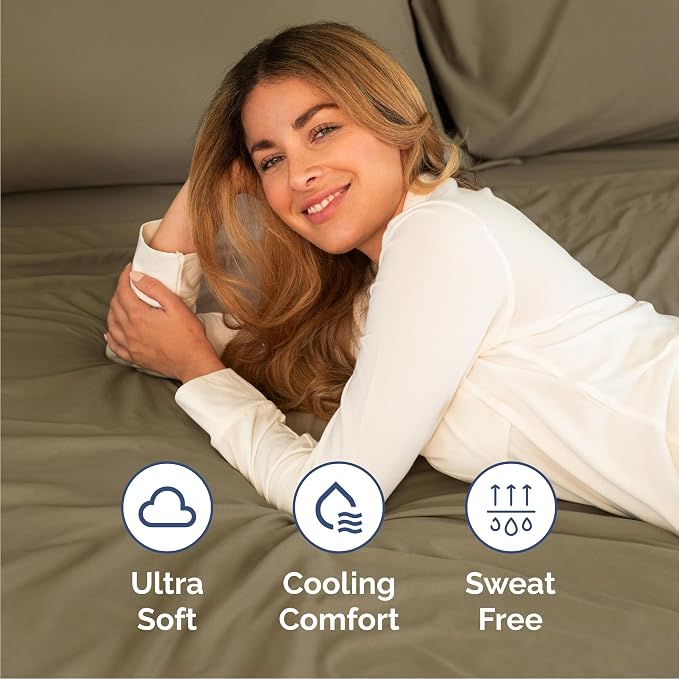 Cal King 6 Piece Bed Sheet Set - Comfy, Breathable & Cooling Sheets - Khaki | Ultra-Soft Hotel Luxury Bedding Set with 8-16 Inch Deep Pockets, 1 Flat & 1 Fitted Sheet & 4 Pillowcases, Wrinkle & Fade Free