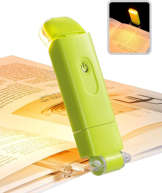 DEWENWILS LED Clip on Book Light for Reading, USB Rechargeable (Green) | 3 Brightness Levels, Blue Light Blocking, Eye Caring Amber Glow, Flexible Lighting Angle, for Kids & Adults