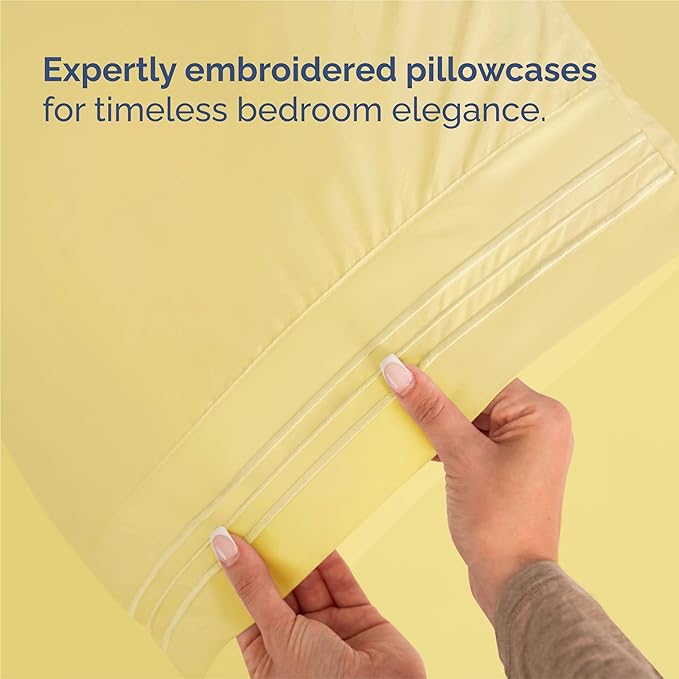 King Size 4 Piece Sheet Set - Comfy Breathable & Cooling Sheets - Yellow | Hotel Luxury Bed Sheets for Women & Men, Deep Pockets, Easy-Fit, Extra Soft and Wrinkle Free Sheets, Oeko-Tex Bed Sheet Set