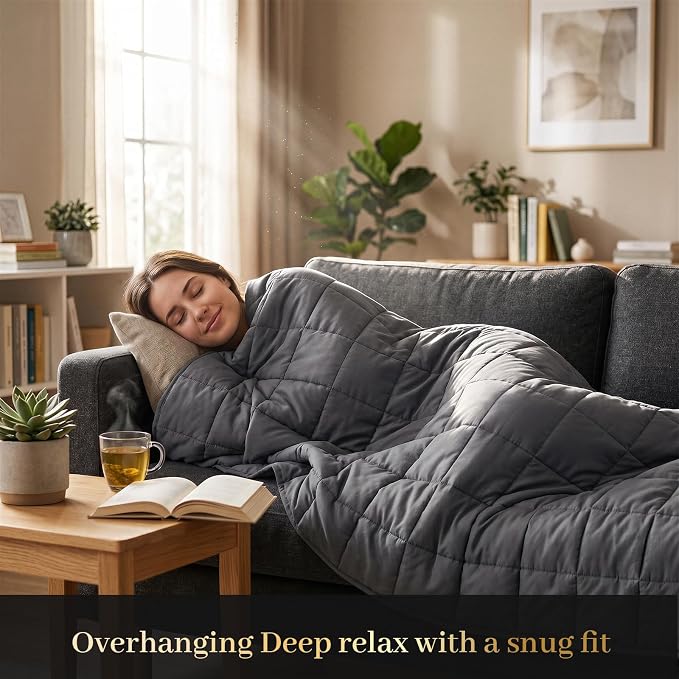 Machine Washable Weighted Blanket for Adults - Heavy Blankets for All-Season Sleeping, Cooling Soft & Breathable with Premium Glass Beads (48” x 72”｜15lbs)