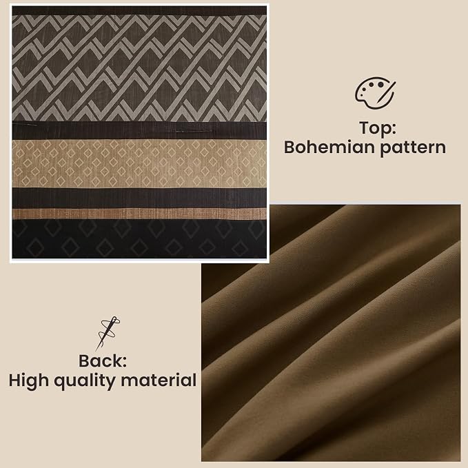Cottolester Brown Comforter Set Queen Size,Fall Striped Bed in a Bag | Boho Plaid Comforter Set,7 Piece Soft Microfiber Bedding Sets