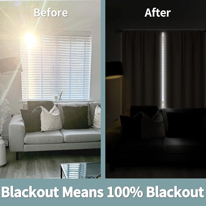 BGment Beige Blackout Curtains for Bedroom 72 Inch Length 2 Panels | Thermal Insulated, Room Darkening Curtains, Rod Pocket Soundproof, Living Room Window Curtains, 52 x 72 Inch