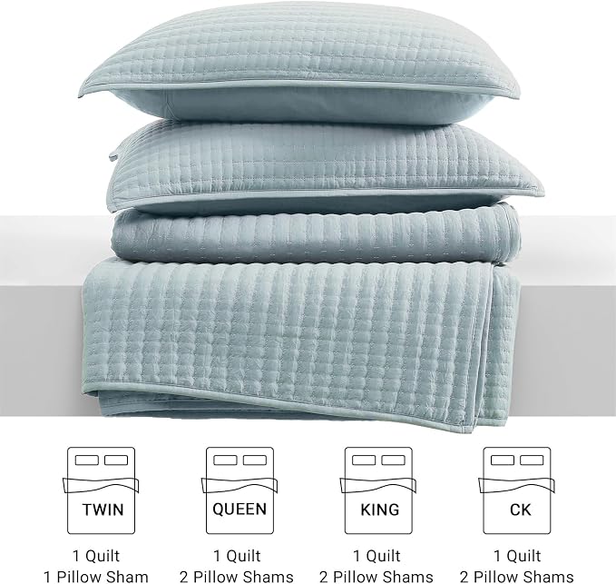 King Size Quilt-Lightweight Bedspreads Sky Blue King Quilt Bedding Set | Soft Coverlet with 2 Pillow Shams for All Seasons, Suitable for Bed, Couch, 3 Pieces, 106"x94"