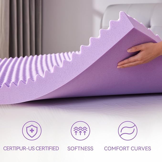 SINWEEK 2 Inch Egg Crate Memory Foam Mattress Topper Queen Size, Soft Mattress Pad for Back Pain Relief, Bed Topper, CertiPUR-US Certified