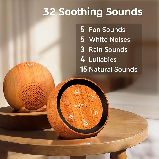 Portable Sound Machine White Noise Machine for Baby Kids Adults Sleeping with 32 Soothing Sounds 32 Volume Levels Brown Noise Machine with 4 Timer Memory Funtion for Travel Office Privacy