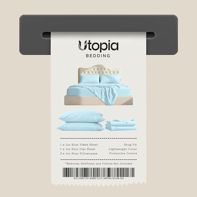 California King Sheets Set, 4 Pieces 16" Deep Pocket Bed Sheets, Ice Blue | Extra Soft Bedsheet Set, Comfy & Breathable Cooling Sheets, Wrinkle & Fade Resistant, Fitted Sheet, Flat Sheet, 2 Pillowcases