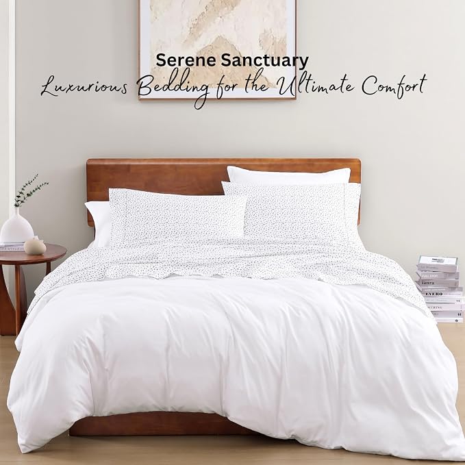 LANE LINEN Full Size Sheets 100% Organic Cotton Cooling Soft - Haze Grey | Full Sheet Set, 100% Organic Cotton Percale - Crisp Hotel-Style Feel, Soft From The First Wash, Crisp Cool Percale Weave