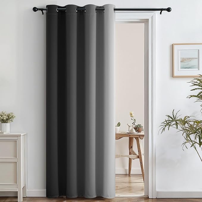 SimpleHome Black to White Ombre Room Darkening Curtains 84 inches,1 Panel | Curtains for Bedroom,Thermal Insulated Grommet Gradient Drape,Light Blocking Window Curtain for Living Room,1 Panel,52Wx84L