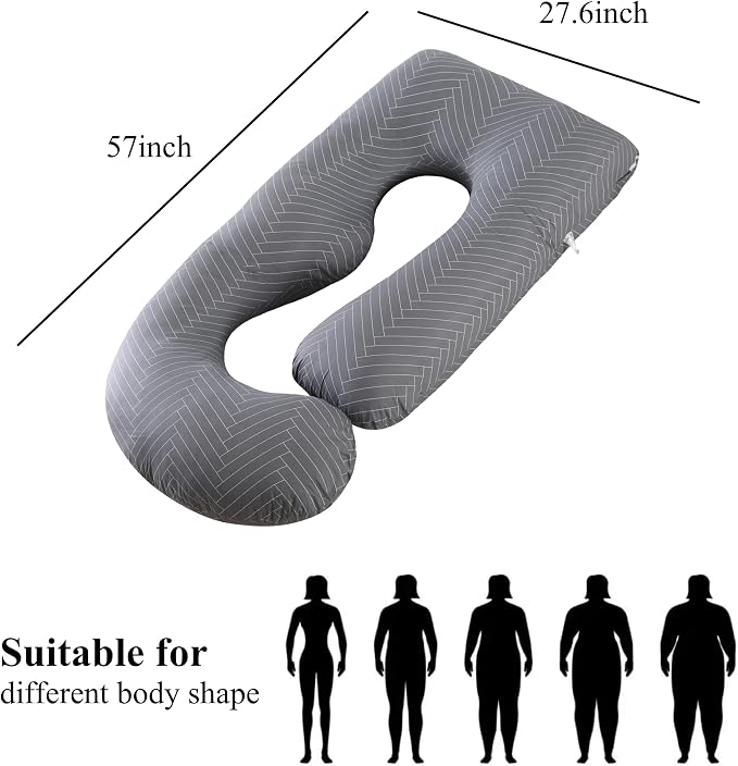 ALLOPERA Pregnancy Pillow, Full Body Maternity Pillow 57 inch, with Removable Washable Cover - Sleep Support for Legs, Back, Neck, Shoulder, HIPS, Belly for Pregnent Women, 100% Cotton