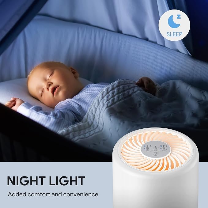 FULMINARE Air Purifiers for Bedroom H13 True HEPA Air Filter (White 2 Pack) | Remove Pet Hair, Smoke, Odors，Quiet Air Cleaner With Night Light, Portable Small Air Purifier for Home, Office, Living Room