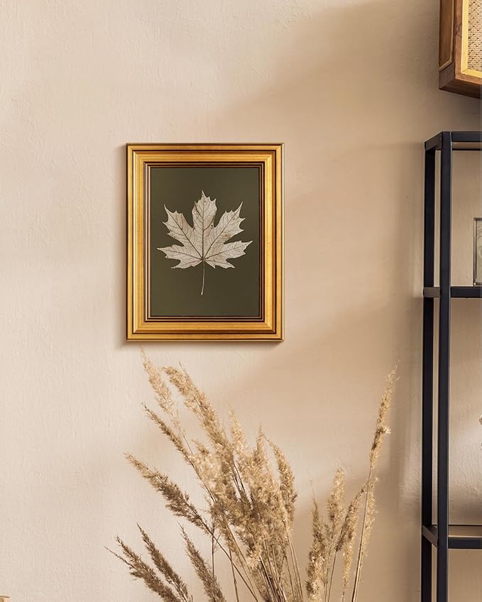 VIYYIEA Vintage Gold Framed Wall Art for Living Room, Maple Leaf Canvas Prints Home Decor, Oil Painting Picture, Bedroom Wall Decor Gifts for Friends or Family -【Maple Leaf Specimen】-(10L x 8W)