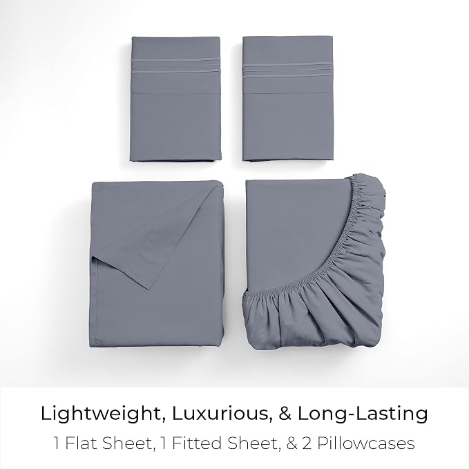 Mellanni Iconic 4-Piece, Ultra Soft Sheet Set (Full, Mineral Gray) | 10M+ Sleepers. Lab-tested: Sleeps Cool, Stays Bright, Strong, Smooth. Good Housekeeping Best Bedding, 7 yrs running.