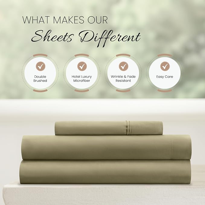 Linen Market Bed Sheets for Twin Size Bed (Sage) - Sleep Better Than Ever with These Soft and Cooling Twin Sheets - Deep Pocket Fits 16" Thick Beds - 3 Piece Twin Sheet Set