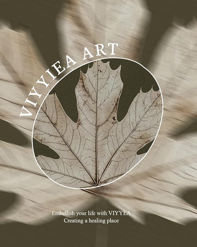 VIYYIEA Vintage Gold Framed Wall Art for Living Room, Maple Leaf Canvas Prints Home Decor, Oil Painting Picture, Bedroom Wall Decor Gifts for Friends or Family -【Maple Leaf Specimen】-(10L x 8W)