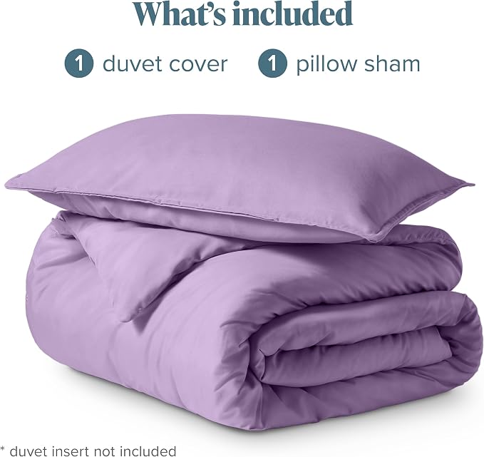 Bare Home Duvet Cover Set 1800 Ultra-Soft (Twin/Twin XL, Lavender) | Lightweight, Cooling, Breathable, Premium 1800 Ultra-Soft, All-Season