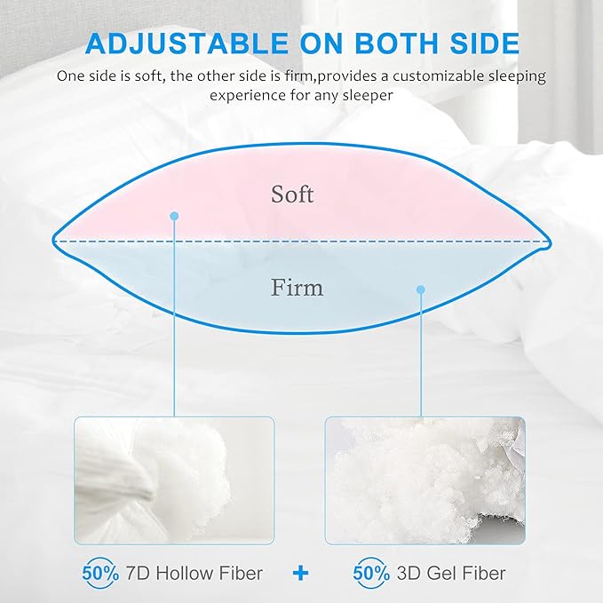 EIUE Hotel Collection Bed Pillows for Sleeping 2 Pack Standard Size，Pillows for Side and Back Sleepers,Super Soft Down Alternative Microfiber Filled Pillows,20 x 26 Inches