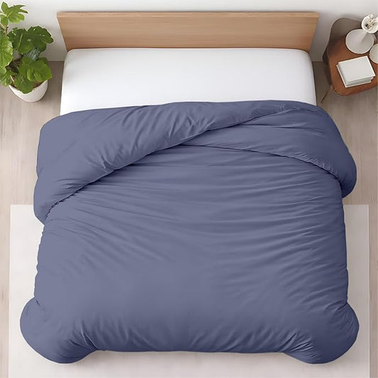 1 Pc California King Duvet Cover Only-100% Egyptian Cotton 600 Thread Count Ultra Soft Premium Comforter Cover Zipper Closure & Corner Ties- (Mediterranean Blue, 104" X 98")