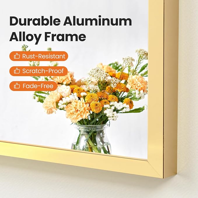 Sweetcrispy 20"x30" Arched Gold Bathroom Mirrors for Wall | Bathroom Mirrors for over sink, Metal Framed with HD Shatter-Proof Glass for Entryway, Living Room, Bedroom