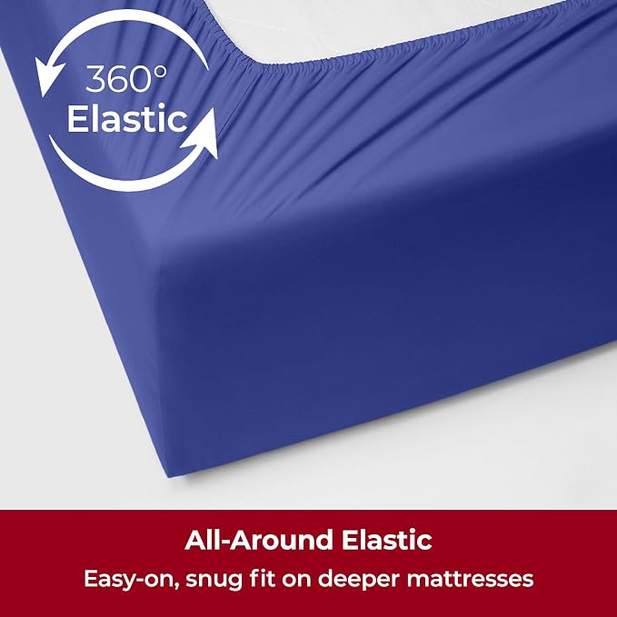 Mellanni Iconic 4-Piece, Ultra Soft Sheet Set (Full, Royal Blue) | 10M+ Sleepers. Lab-tested: Sleeps Cool, Stays Bright, Strong, Smooth. Good Housekeeping Best Bedding, 7 yrs running.