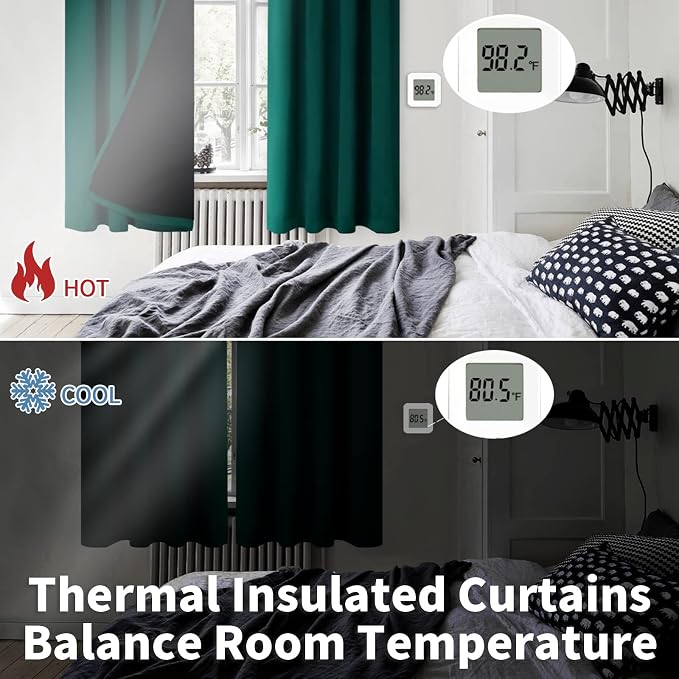 BGment Christmas Green 100% Blackout Curtains for Bedroom 63 Inches Long | Thermal Insulated, Thick Heavy Full Room Darkening, Noise Reducing Rod Pocket Curtains, 2 Panels, 52 x 63 Inch