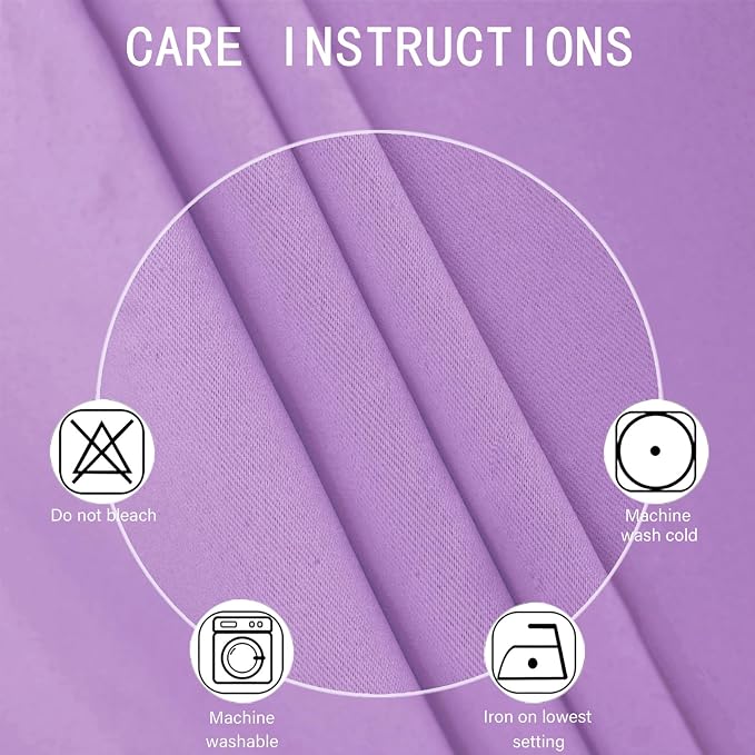 Blackout Curtains 66 x 54 Inch Long Lavender Curtains Set of 2 Panels Room Darkening Curtains for Bedroom and Living Room