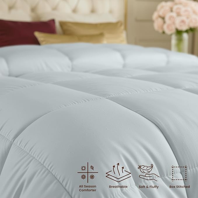 Utopia Bedding Duvet Insert, Twin Comforter 64 x 88 Inches, Light Grey | Cozy All Season Comforter for Kids and Teens, Unisex, Down Alternative Fill, Soft Microfiber Shell, Machine Washable.