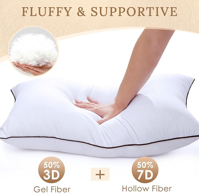 HUXMEYSON Pillows Standard Size Set of 4, Down Alternative Fill | OEKO-TEX Certified, Firm Standard Size Pillows for Side and Back Sleepers, Machine Washable, 4 Pack