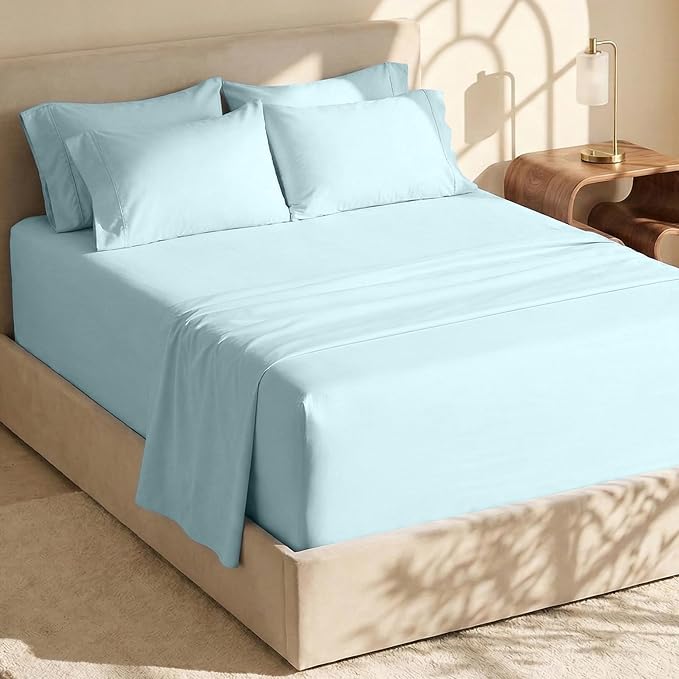 Hearth & Harbor Extra Deep Pocket Sheets - Fits Mattress 18-24 Inches Deep - Extra Deep Pocket Full Size Sets - 6 Piece Full Size - Full - Aqua Blue