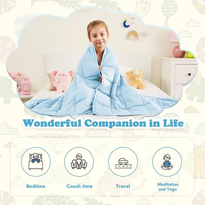 CuteKing Weighted Blanket - Weighted Blanket with Premium Glass Beads - Breathable Heavy Blanket for Comfortable Rest - Thick Blanket All Season (10lbs, 50"x60", Light Blue)