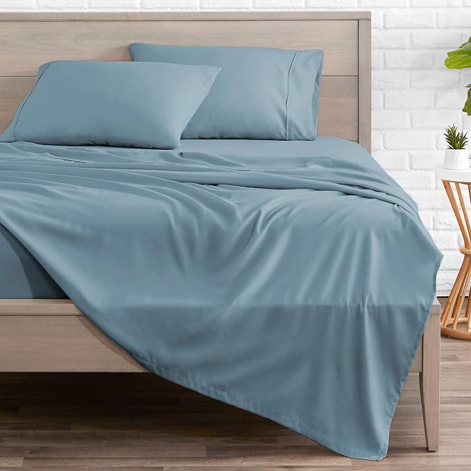 Bare Home Queen Sheet Set - 1800 Ultra-Soft (Queen, Dusty Blue) | Deep Pockets 6 to 15 Inches, Breathable, Hypoallergenic, Hotel Luxury, Easy Fit, Soft, All-Season