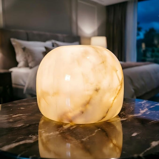 Marmor Marble Lamp Table Lamp Unique Stone Touch Lamp Pat Lamp Type-C 3 Way Bedside Lamp Ambient Light Bedroom Stands Night Light Decorative LED Warm Portable Lamp Rechargeable (Mid Century Modern)