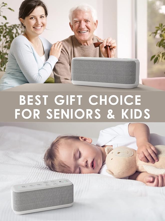 White Noise Machine, Sound Machine for Office Privacy, Sleep and Focus | 42 Non-Looping Sounds, 3000mAh USB-Rechargeable Battery, Dual Speakers, Auto-Off Timer, 8 Volume Levels and Memory