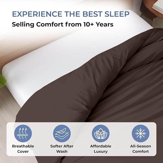 1 Pc 120"x120" Duvet Cover Super King Plus/Super Oversize King Size 100% Egyptian Cotton - 600 TC Comforter Cover, Zipper Closure & Corner Ties -Fits Only Extra Large Inserts -Chocolate
