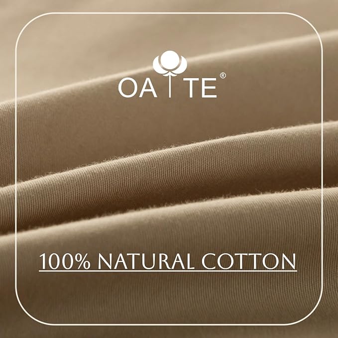OAITE Duvet Cover Set 100% Washed Cotton Solid 3pcs | Soft,Durable,Long-staple Cotton,Hidden Zipper with 8 Interior Corner Ties,2 Pillowcases,68"X90"