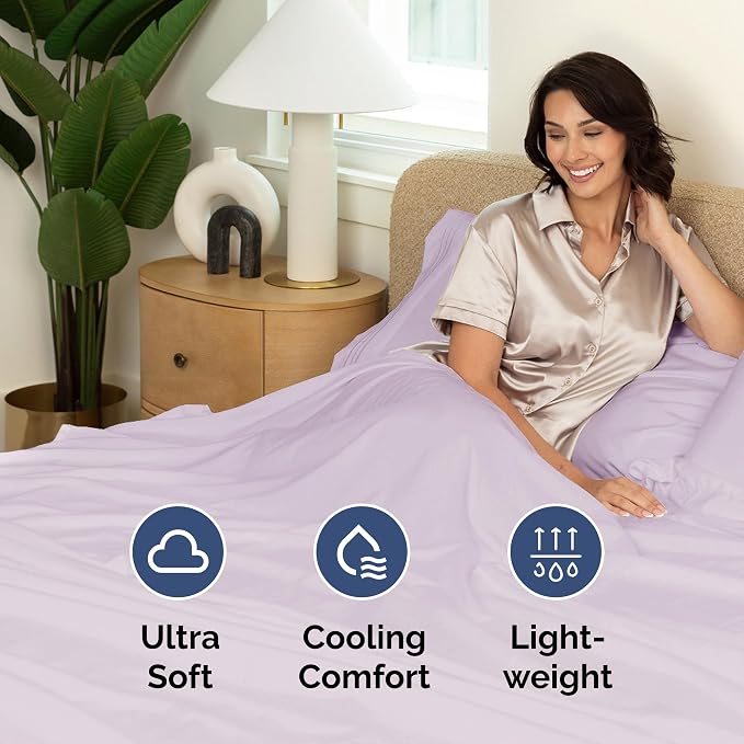 Twin XL Flat Sheet - College Dorm Room - Top Flat Sheet - Light Lavender | College Dorm Room Essentials, Ultra-Soft, Breathable & Cooling, Fade & Wrinkle Free, Easy-Care, Stain & Shrink Resistant