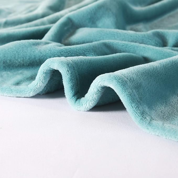 TASTHROW Large Flannel Fleece Throw Blanket, 50×70 Inch | Cozy Lightweight Thick Blanket - All Seasons Suitable for Women, Men and Kids (Two Pack, Bluishgreen)