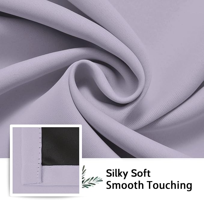 SimpleHome Lilac 100% Blackout Curtains Room Darkening Living Room 45 Inch | Curtains for Bedroom,Thermal Insulated Grommet Window Drapes,Curtains for Living Room with Black Back,52 x 45 Inch,2 Panels