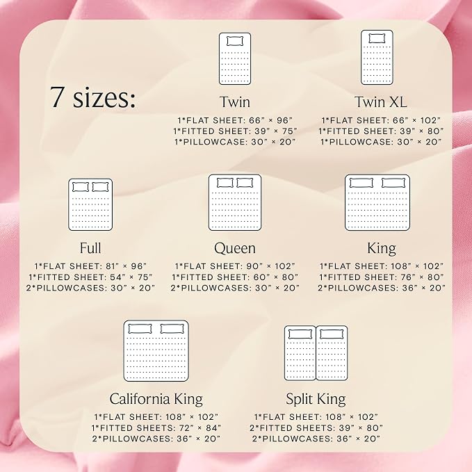 LuxClub Twin Size Sheets Set, Cooling & Soft Deep Pocket Bed Sheets, 3PC | LuxClub Silky Fitted Sheet & Pillowcase Sets, Breathable Hotel Luxury Bedding for Mattress Wrinkle Free, Baby Pink