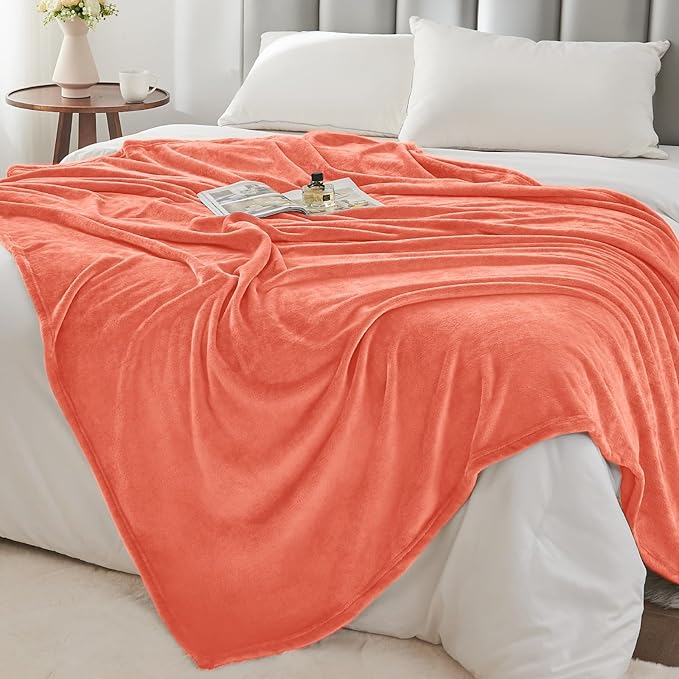 BEDELITE Fleece Blanket Soft Plush Twin Size Blanket Coral Red 60"x80" | Ultra Soft Fleece, Plush Microfiber, Lightweight Warmth, All Season Comfort, Fade Resistant, Machine Washable, Couch Sofa Bed