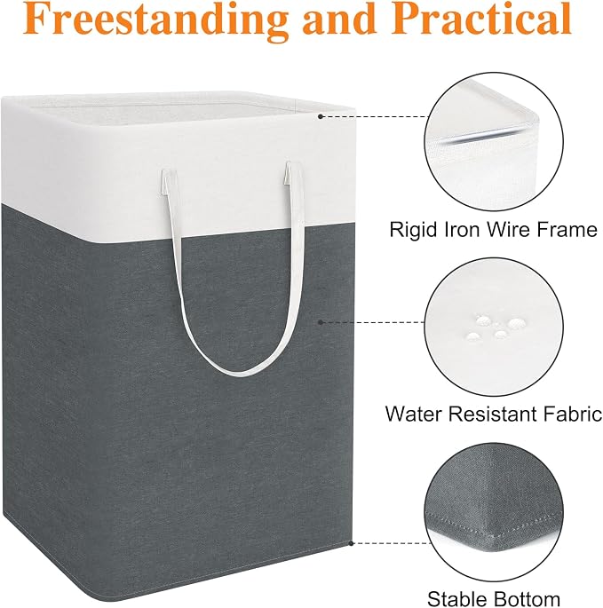 TasticTotes Laundry Basket 3-Pack, Laundry Hamper, 75L-Grey | Clothes Laundry Hamper, Collapsible Laundry Basket, Freestanding laundry hamper with Handles for Home or Dorm