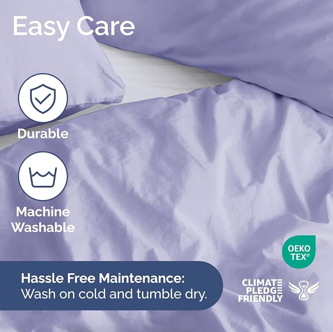 Duvet Cover Cal King Size - 3 Piece with Zipper Closure - Lavender | Extra Soft, Breathable, Cal King Duvet Cover 104" x 98" with 2 Pillow Shams, Zipper Closures & Ties, Women, Men, Kids & Teens