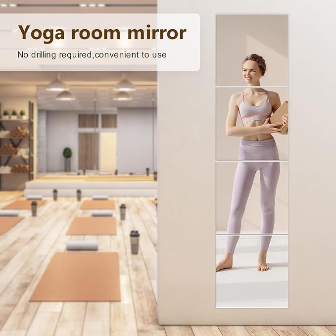 Shiftshade 12 Pack Wall Mirror Full Length, 12 x 12 Inch Acrylic Mirror Tiles, Shatterproof Flexible Plastic Mirror Sheets for Bedroom Home Gym Door