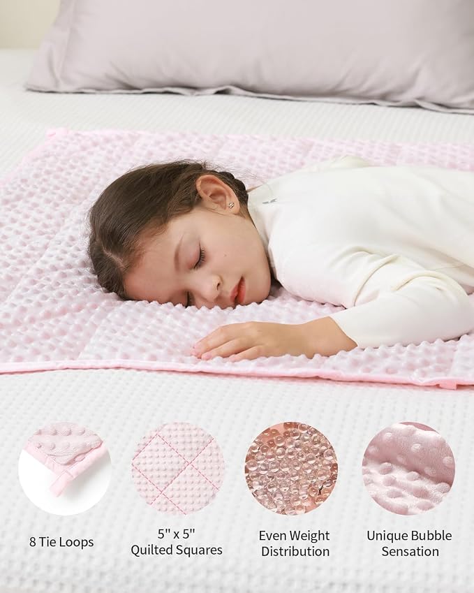 Mr. Sandman Weighted Blanket for Sleeping 5 lbs, 36 x 48 Inches | Soft Cooling Minky Dots; Machine Washable; Glass Bead Filling; Weighted Blanket for School and Home; Pink