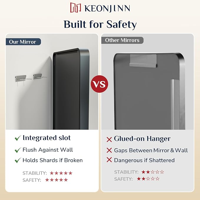 Keonjinn 22 x 30 Inch Black Vanity Mirror, Aluminum Frame Bathroom Mirror | Tempered Glass with Clear Reflection, Matte Black Sandblasted Finish, Anti-Rust, Seamless Aluminum Frame, Rounded Rectangle