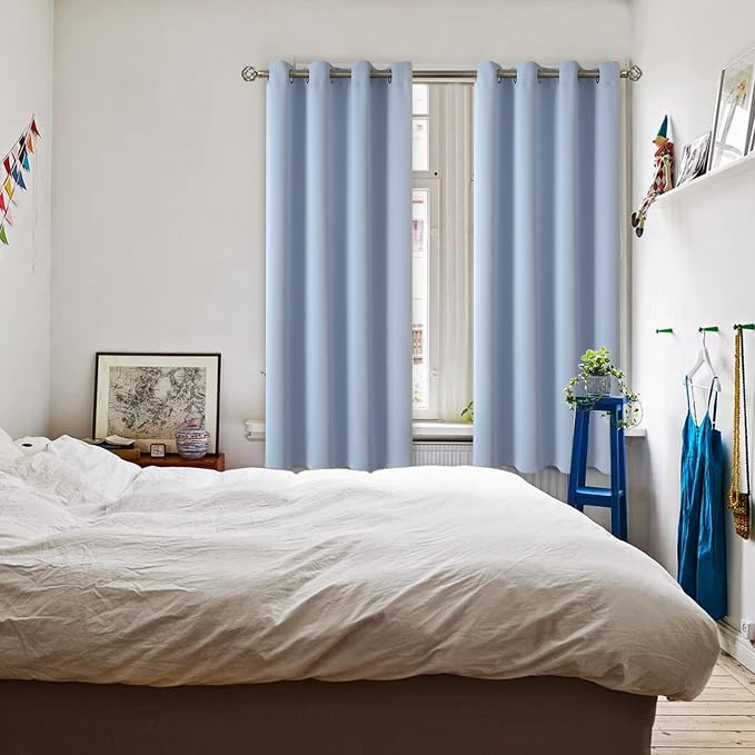 BGment Spa Blue Room Darkening Curtains 72 Inch for Bedroom - 2 Panels | Grommet Top, Light-Blocking, Sunblock, Thermal Insulated, Window Drapes for Kids Boys Room, 52x72 Inch