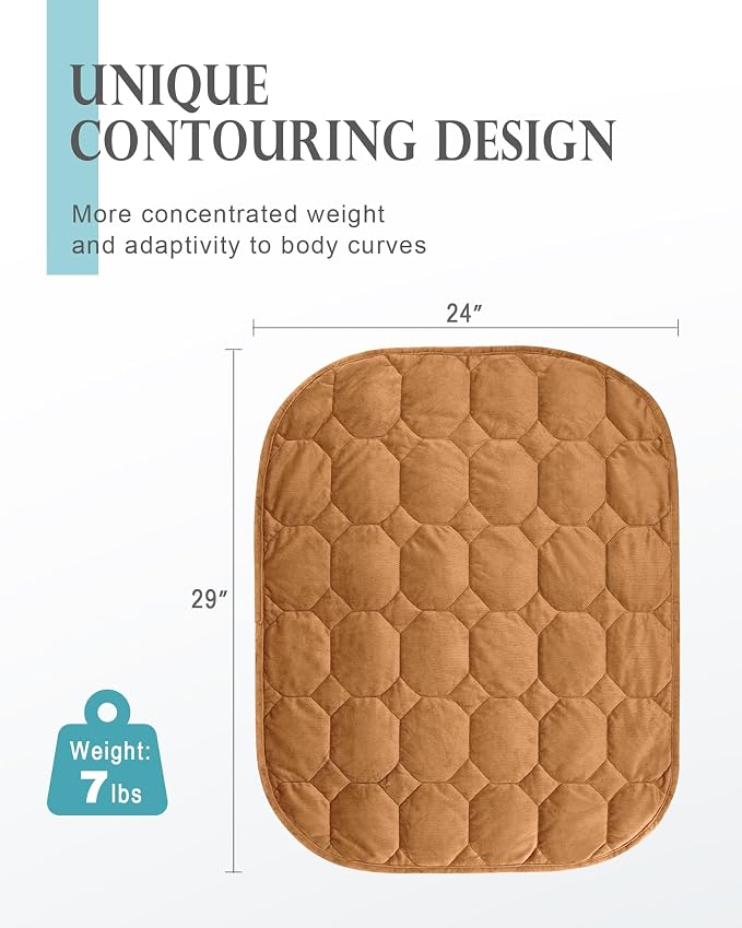 Cottonblue Small Weighted Lap Blanket Pad for Adults 7 lbs 24"x29", Brown | Luxury Crystal Velvet Weighted Blanket Pad, Washable Portable Travel Blankets for Sleeping Relaxation All Season, Washable