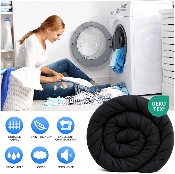 EASELAND King Size Down Alternative Comforter, Black, 90x102 Inches | Quilted Duvet Insert for All Seasons, Soft Lightweight Bedding with Corner Tabs, Breathable Machine Washable Hotel Quality